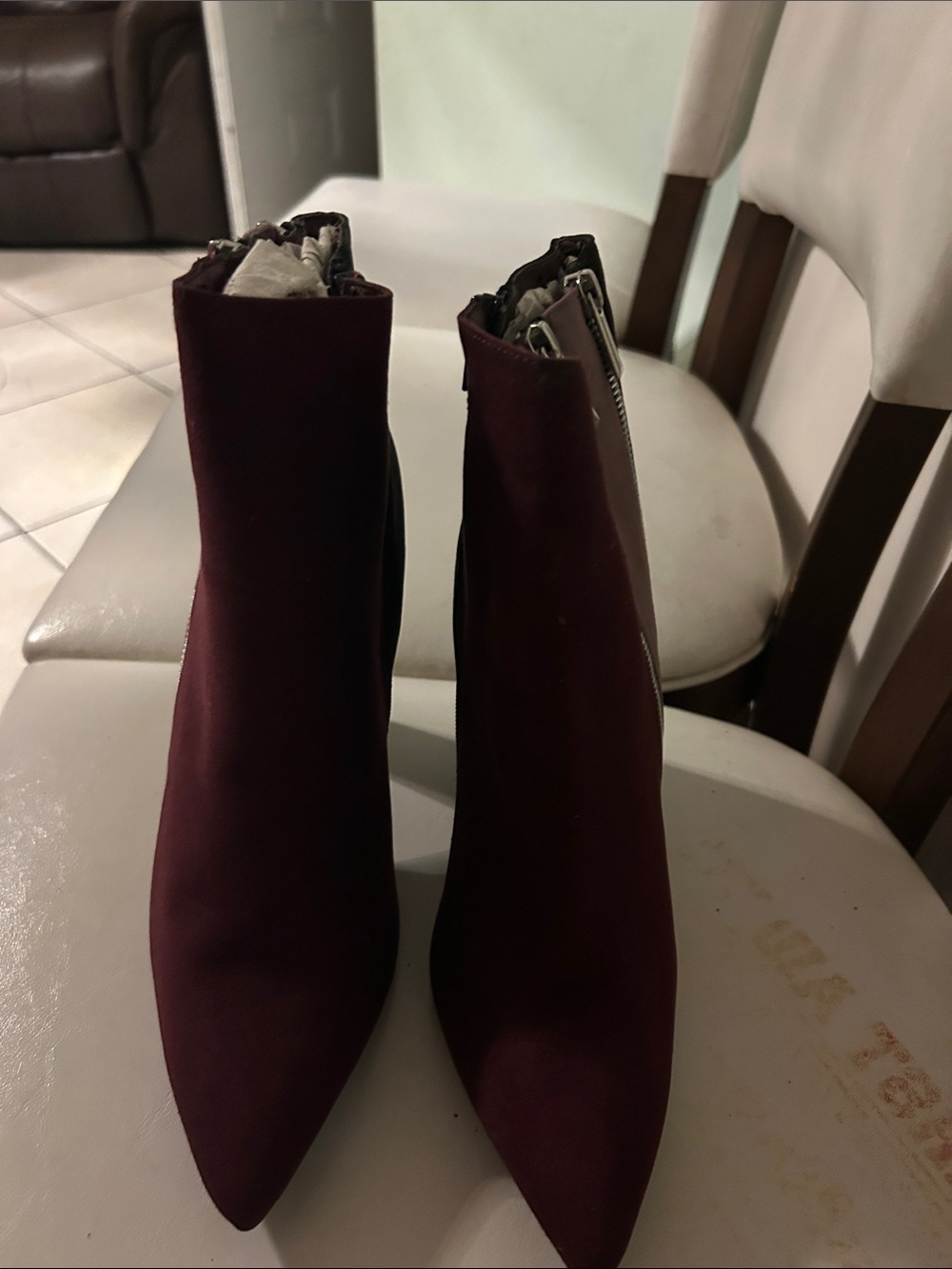 JustFab Burgundy Pointed Toe Ankle Booties